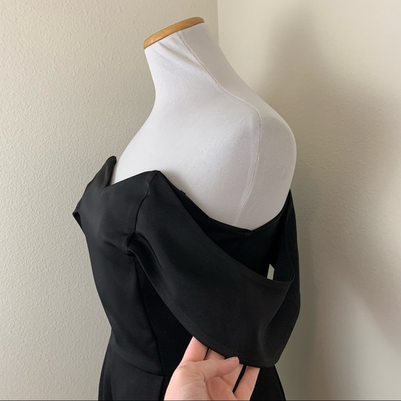 J.O.A. Black Silk Off the Shoulder Romper - Picture 7 of 14